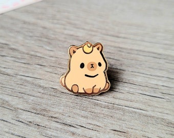 Capybara 0.65" | Tiny Pals Mini Enamel Pins | Cute Animals Board Filler Adorable Critter Capy Rodent Friend Gift Hard Lapel Pin Gold Plated