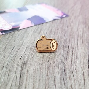 Tree Log | 0.5" Mini Filler Enamel Pins | Floral Critters | Cute Animal Nature Stump Leaf Board Hard Lapel Pin Gold Plated