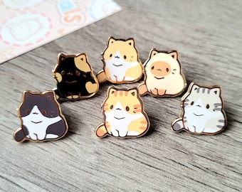 Cat 2 | 0.65" | Tiny Pals Mini Enamel Pins | Cute Animal Board Filler Adorable Kitty Kitten Hard Lapel Pin Gold Plated Friend Gift Lover Set