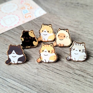 Cat 2 | 0.65" | Tiny Pals Mini Enamel Pins | Cute Animal Board Filler Adorable Kitty Kitten Hard Lapel Pin Gold Plated Friend Gift Lover Set