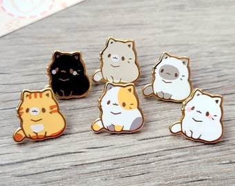 Cat 0.65" | Tiny Pals Mini Enamel Pins | Cute Animal Board Filler Adorable Kitty Kitten Hard Lapel Pin Gold Plated Friend Gift Lover Set
