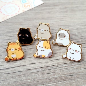 Cat 0.65" | Tiny Pals Mini Enamel Pins | Cute Animal Board Filler Adorable Kitty Kitten Hard Lapel Pin Gold Plated Friend Gift Lover Set