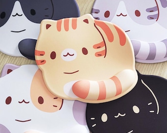 Mousepads Cat Loaf | Cute Animal Shaped Adorable Ergonomic Wrist Rest Office Computer Desktop Accessory Gift Mouse Pads Non-Slip Base