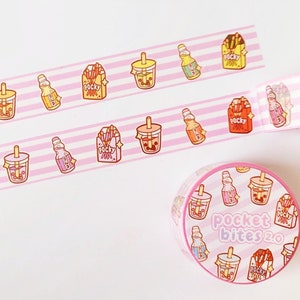 ポケットバイツ 2.0 和紙テープ | 18 mm x 10 m かわいいポッキー ボバ ラムネ クッキー ビスケット 日本のアジア料理 スナック 愛らしい文房具 ギフト