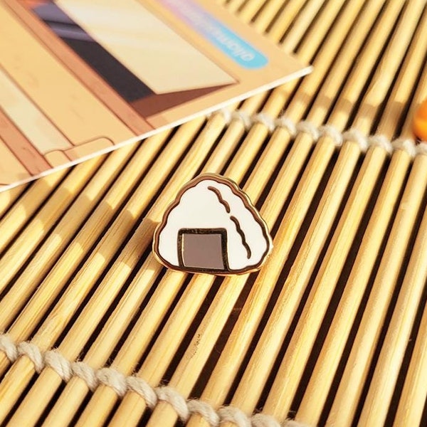 Onigiri | Pocket Bites 0.5" Filler Enamel Pins | Sushi Japanese Rice Cuisine Cook Snack Tiny Asian Food Hard Lapel Pin Gold Plated