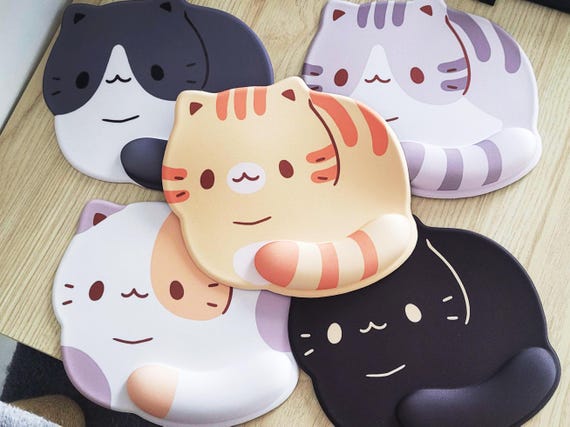 Mousepads Cat Loaf | Cute Animal Shaped Adorable Ergonomic Wrist Rest Office Computer Desktop Accessory Gift Mouse Pads Non-Slip Base