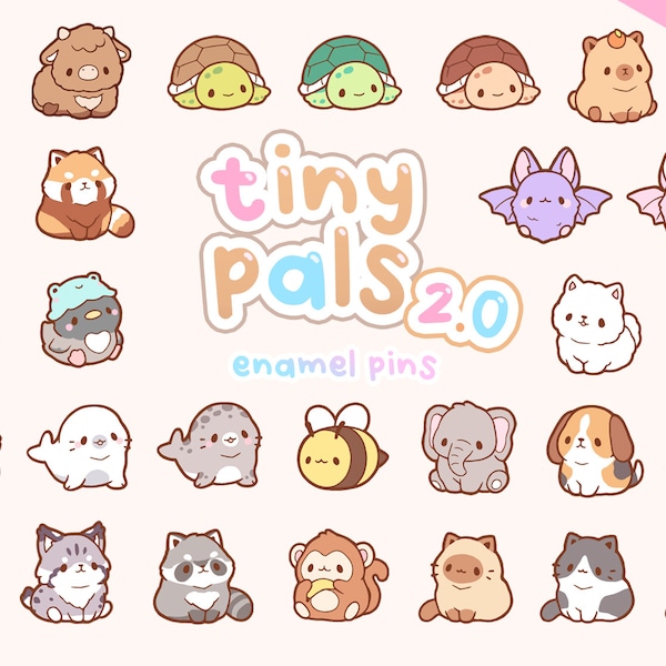 PRE-ORDER Tiny Pals 2.0 Enamel Pins | Cute Animals Lapel Board Filler Cat Bear Cow Sheep Fox Duck Bat Pig Seal Capybara Tiger Turtle Bee