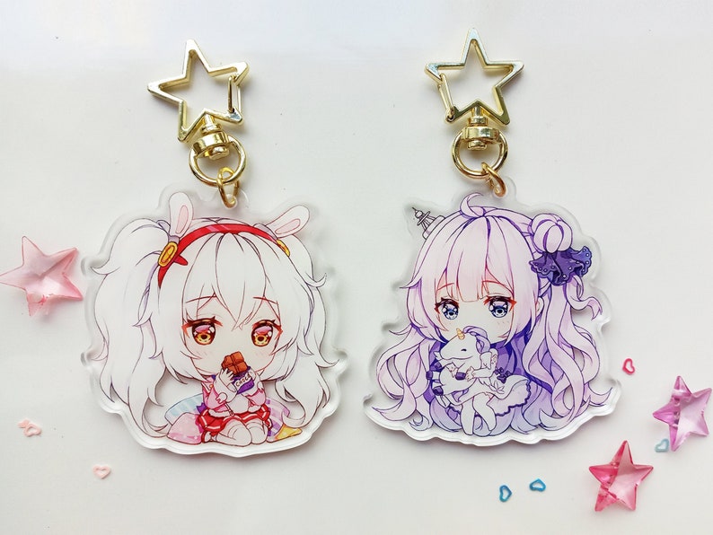 Anime Games 2.5 Azur Lane Chibi Acrylic Charms Cute Adorable Laffey Unicorn Double-Sided Keychains