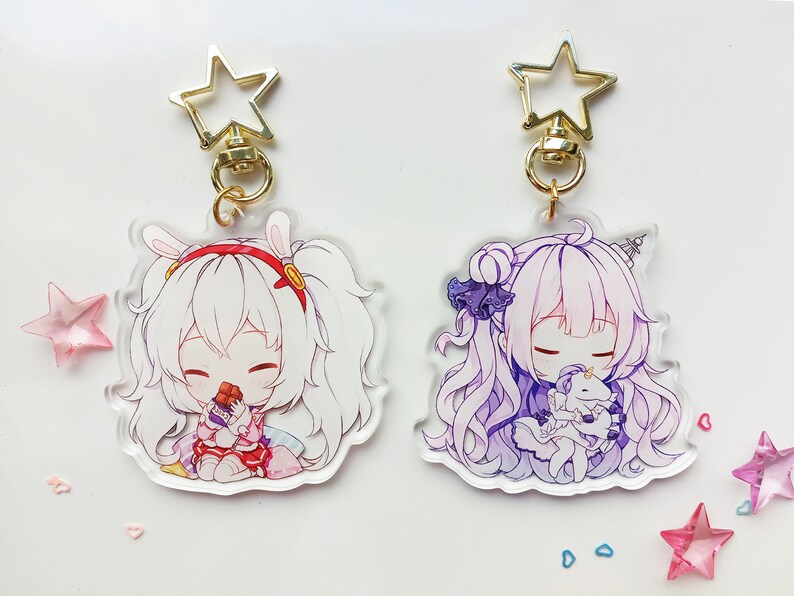 Anime Games 2.5 Azur Lane Chibi Acrylic Charms Cute Adorable Laffey Unicorn Double-Sided Keychains
