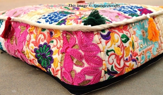 Bohemian Floor Cushions Decorative Cushion Cover Sari Etsy
