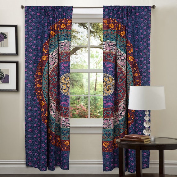 Bohemian Mandala Curtains Hippie Curtain Boho Window Etsy