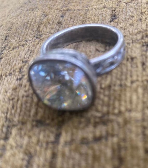 Brighton Vintage Silver Statement Ring with Large… - image 5