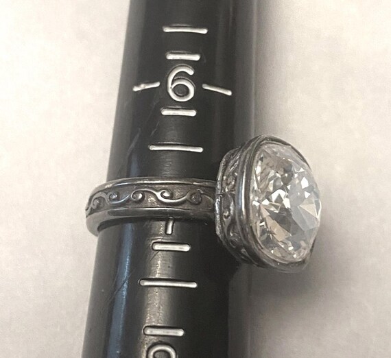 Brighton Vintage Silver Statement Ring with Large… - image 1