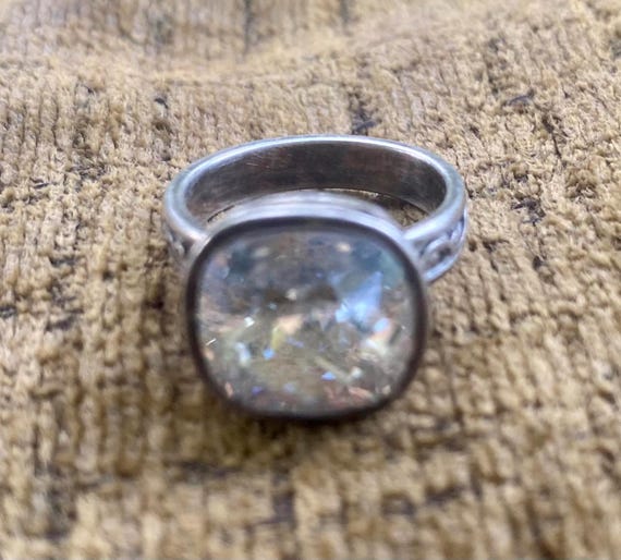 Brighton Vintage Silver Statement Ring with Large… - image 3