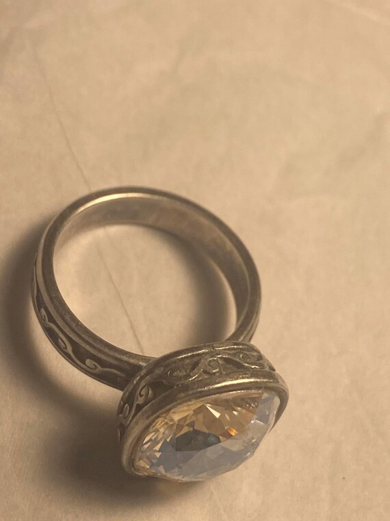 Brighton Vintage Silver Statement Ring with Large… - image 7