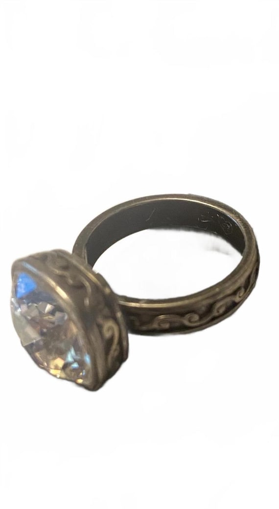 Brighton Vintage Silver Statement Ring with Large… - image 4