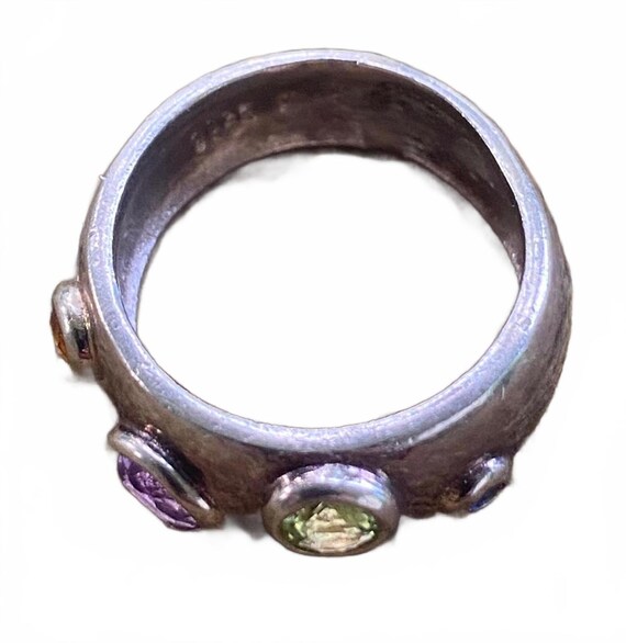 Stylish Multi-Gemstone Silver Ring - image 4