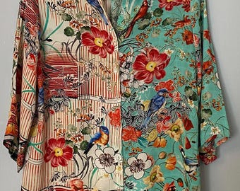 Shuana Silk Floral Print  Button-Up Shirt