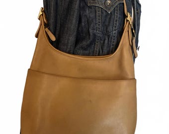 Coach #9058 Natural Full Grain Leather Shoulder Bag
