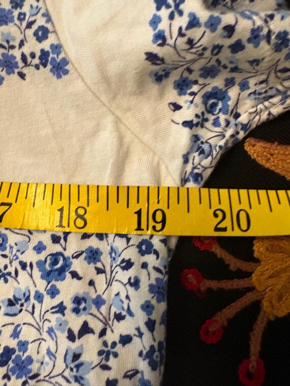 Liberty of London White and Blue Floral Stripe Scoop Neck Tee View 4
