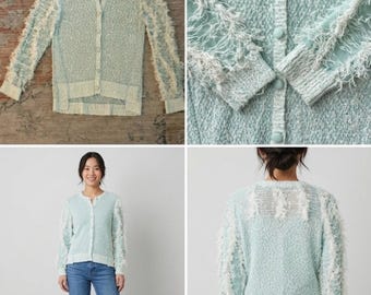 Nina Ricci Pale Blue Textured Cardigan z guzikami