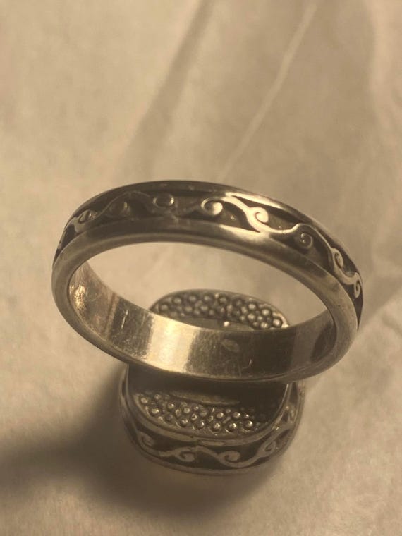 Brighton Vintage Silver Statement Ring with Large… - image 10