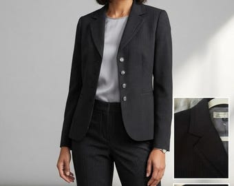 Tahari Schwarzer Nadelstreifen Damen Büro Blazer