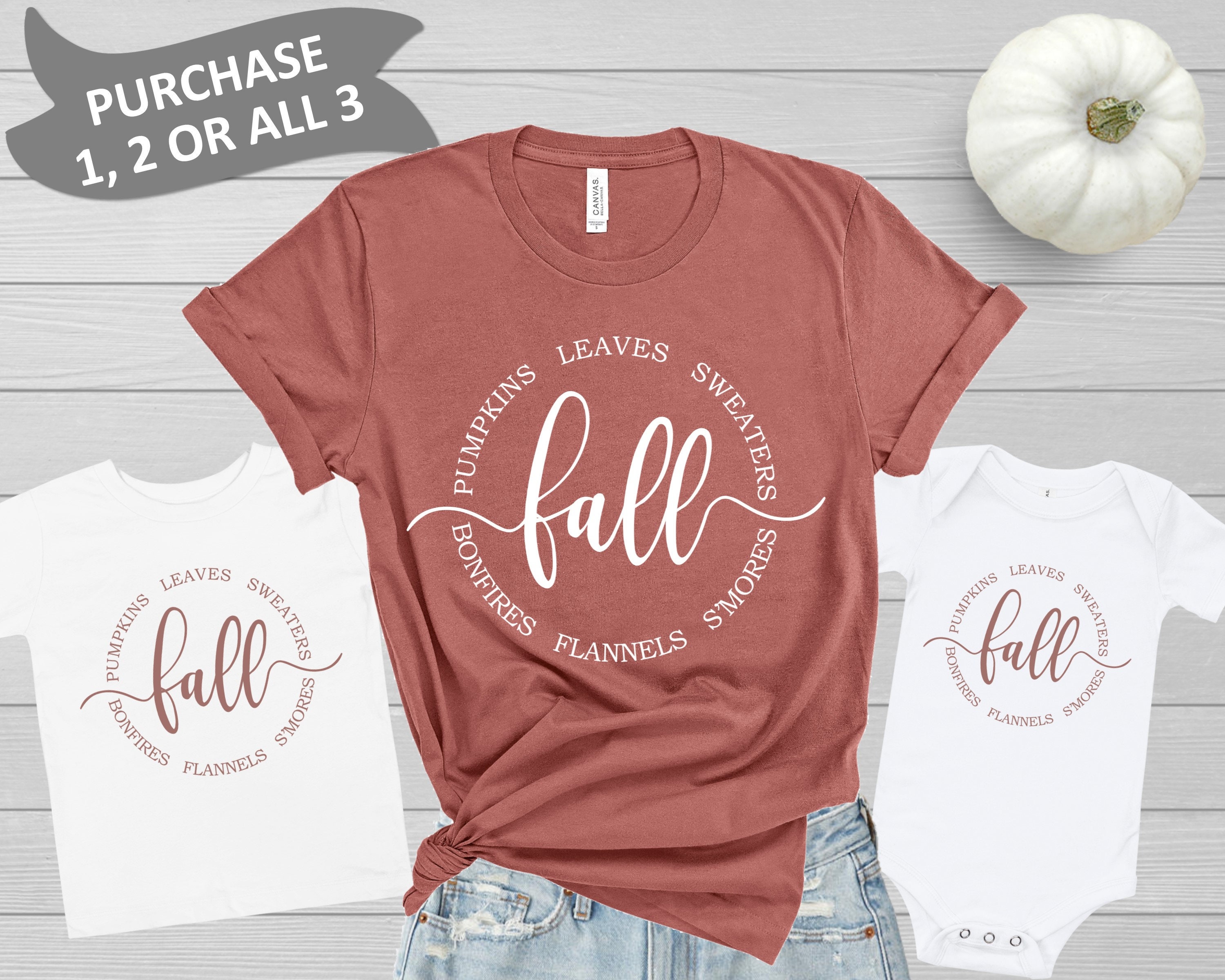Fall Shirts Pumpkins Leaves 