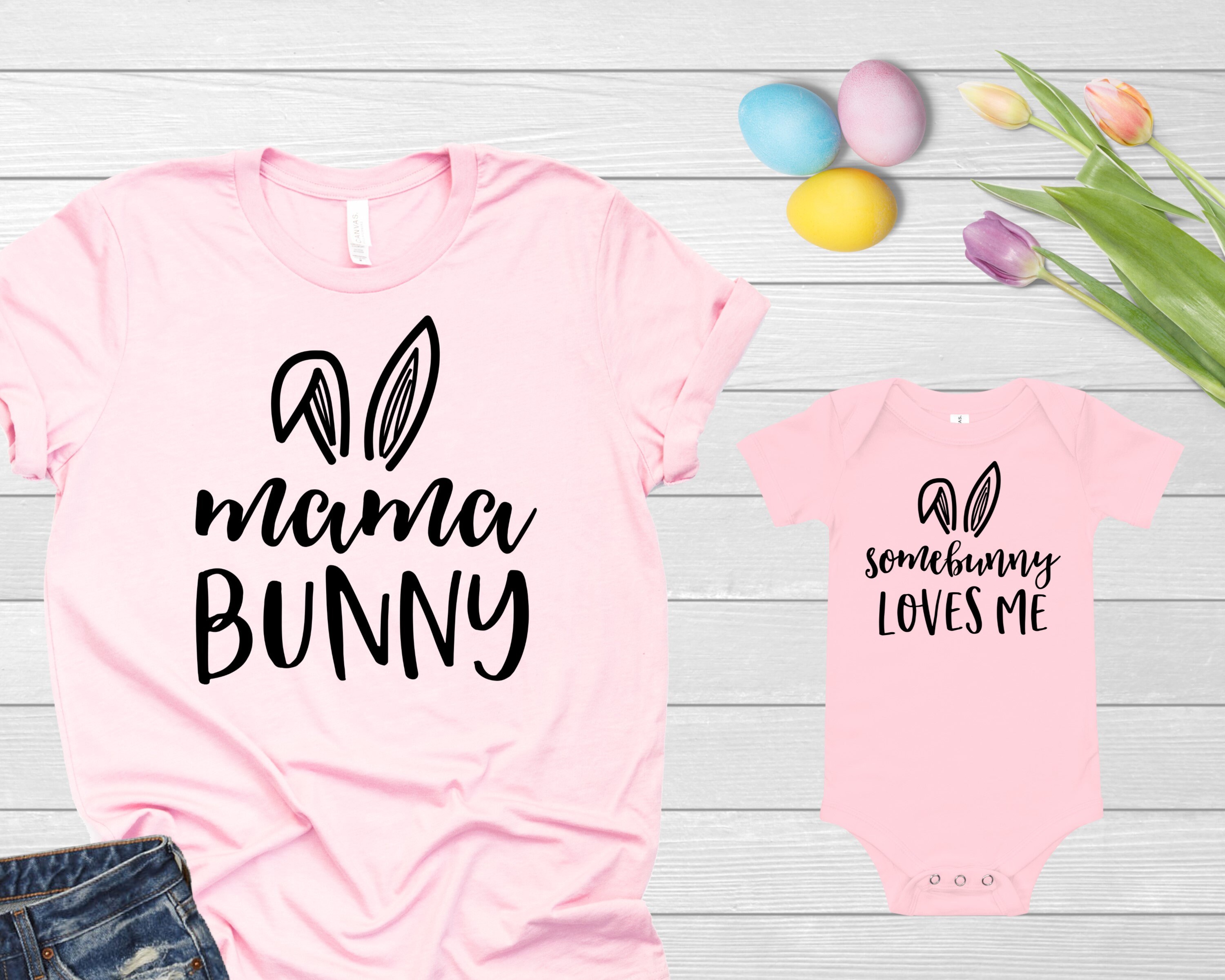 Mommy and Me Easter Shirts Mama Bunny Somebunny Loves Me - Etsy