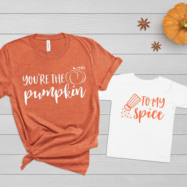 Pumpkin Mommy and Me Shirts Fall Outfits | You're the Pumpkin to my Spice | Funny Matching Mother Daughter Autumn Tshirts Baby Toddler Girl