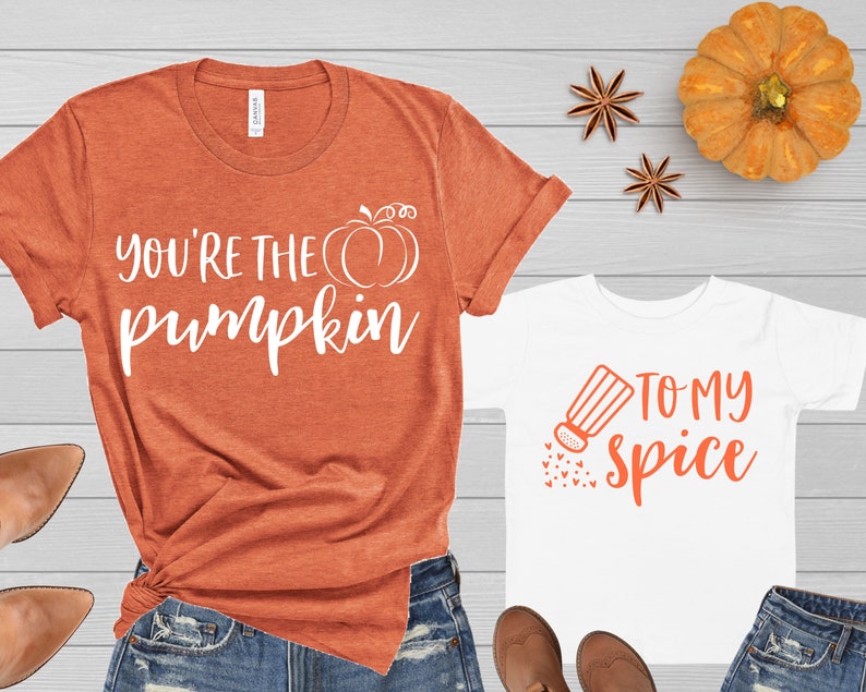 Pumpkin Mommy and Me Shirts Fall Outfits | You're the Pumpkin to my Spice | Funny Matching Mother Daughter Autumn Tshirts Baby Toddler Girl 