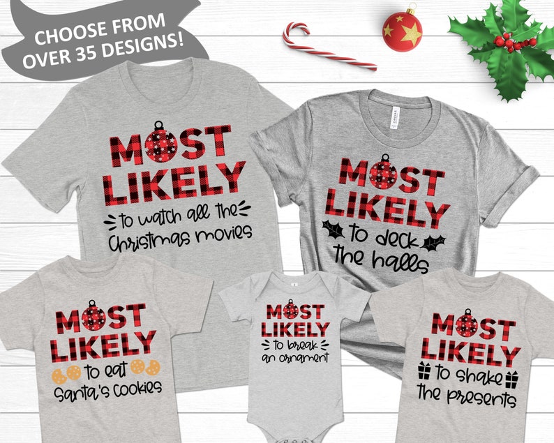 Matching Family Christmas Shirts Most Likely to Superlative  Etsy