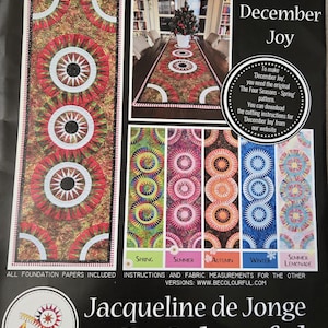 Kit de colcha para caminho de mesa "Four Seasons" da December Joy, 50,8 cm x 152,8 cm, da Jacqueline de Jonge, Becolourful Anthology Fabrics - Paper Piecing