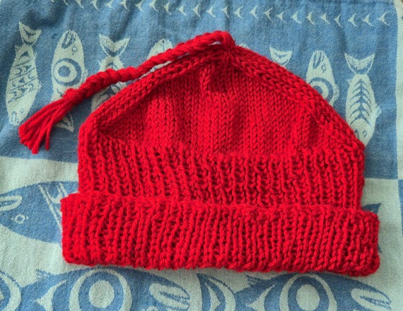 Red Handmade Knit Norwegian Resistance Hat - Melt the ICE Worsted