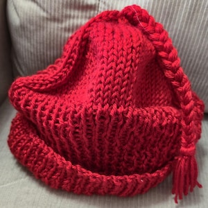 Red Handmade Knit Norwegian Resistance Hat - Melt the ICE Worsted Weight Acrylic - Made to Order