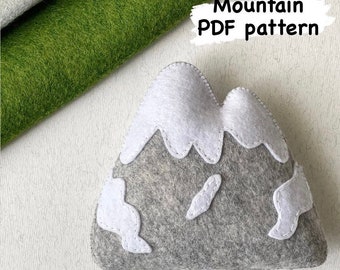 Felt mountains PDF sewing pattern felt ornaments templates, snowy mountains, woodland nursery mountain baby mobile, DIY crafts, bay shower