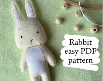 Filz Tier Softie Ornament PDF Muster für Kinderzimmer Dekor, Osterhase Kaninchen Filz Nähen Muster Baby Spielzeug Baby Party Geschenk
