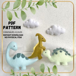 Dinosaur Mobile PDF Pattern – Felt Dinosaur Baby Mobile Sewing Tutorial - DIY Nursery Decor - Baby Shower Gift Idea - PDF Download