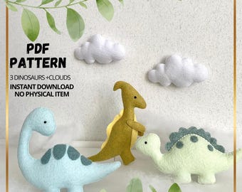 Dinosaurier Mobile PDF Nähanleitung - Filz Dinosaurier Baby Mobile Nähanleitung - DIY Kinderzimmer Deko - Babyparty Geschenkidee - PDF-Download