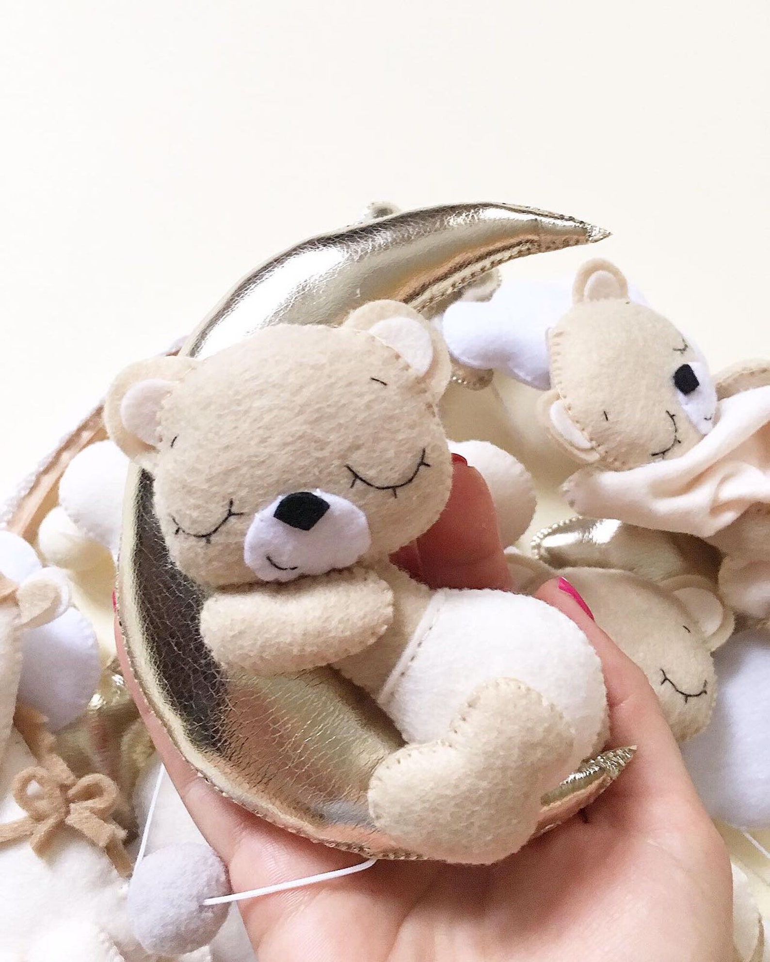 Baby mobile/Teddy bear crib mobile/Nursery decor/Felt beige Etsy