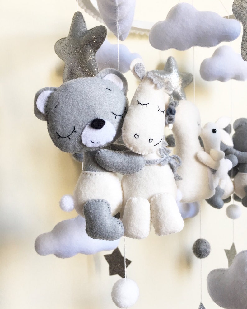 Baby mobile/Teddy bear crib mobile/Nursery decor/Felt beige Etsy