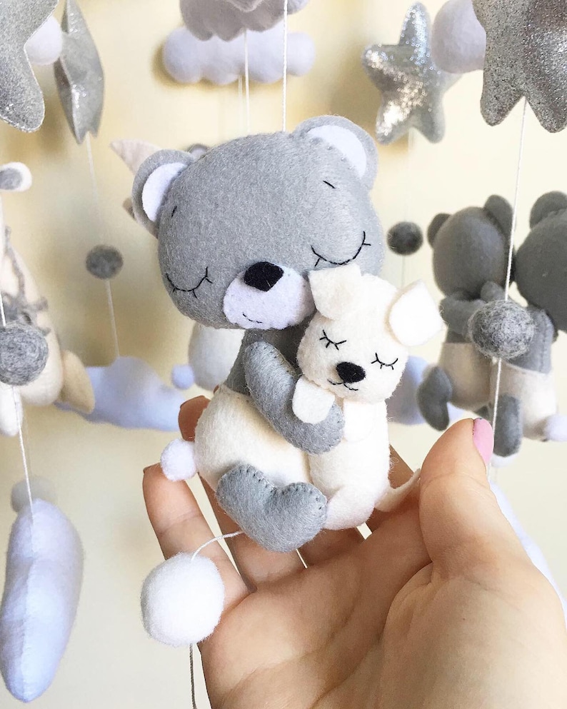 Baby mobile/Teddy bear crib mobile/Nursery decor/Felt beige Etsy