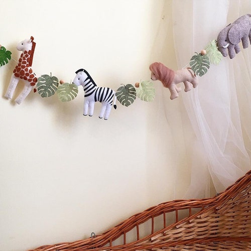 Felt Safari Animals Wall Garland Garland Safari Garland Etsy