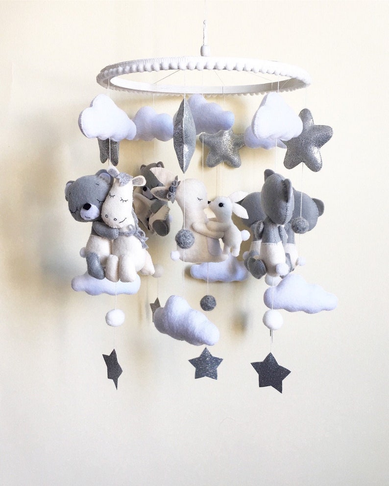 Baby mobile/Teddy bear crib mobile/Nursery decor/Felt beige Etsy