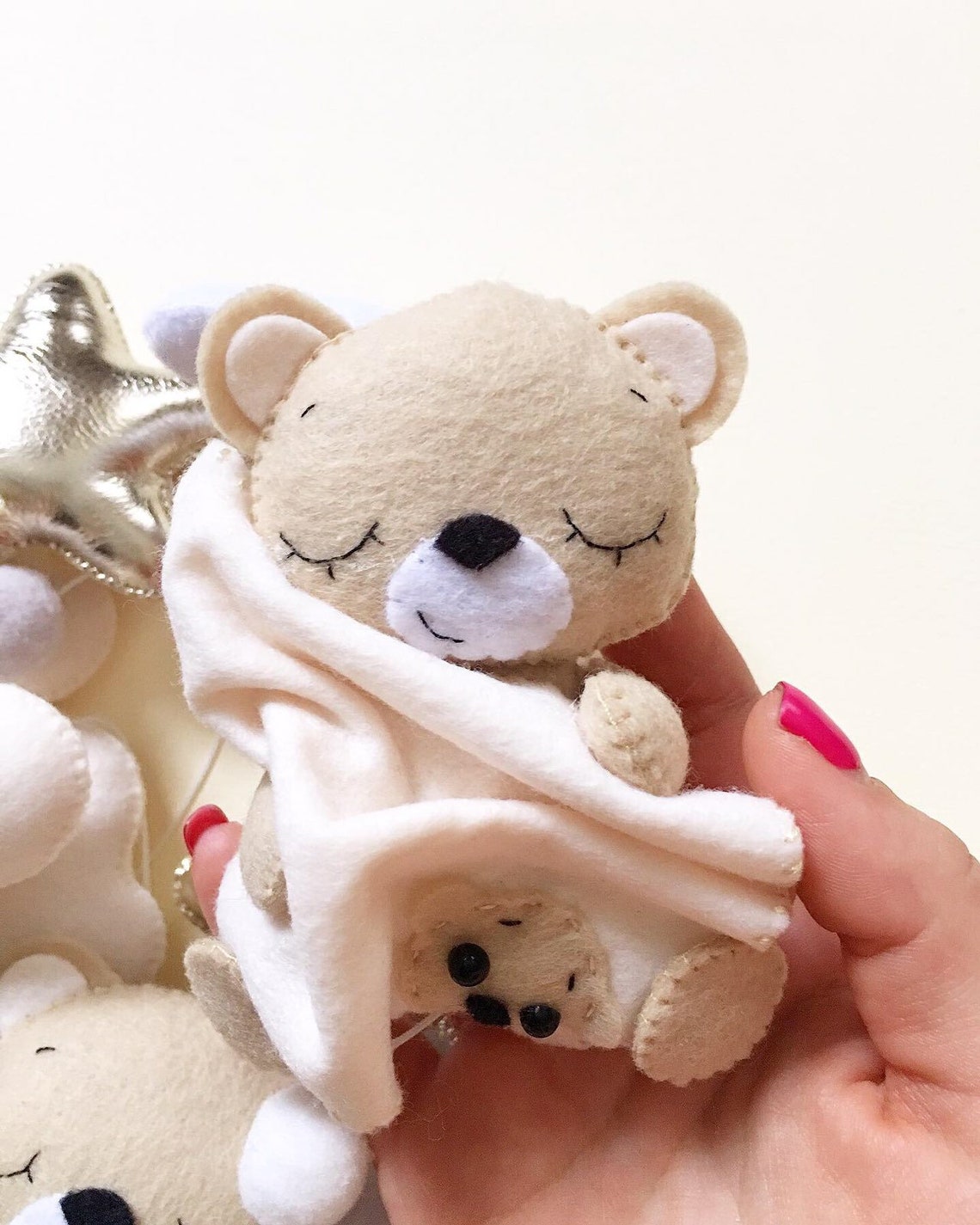 Baby mobile/Teddy bear crib mobile/Nursery decor/Felt beige Etsy