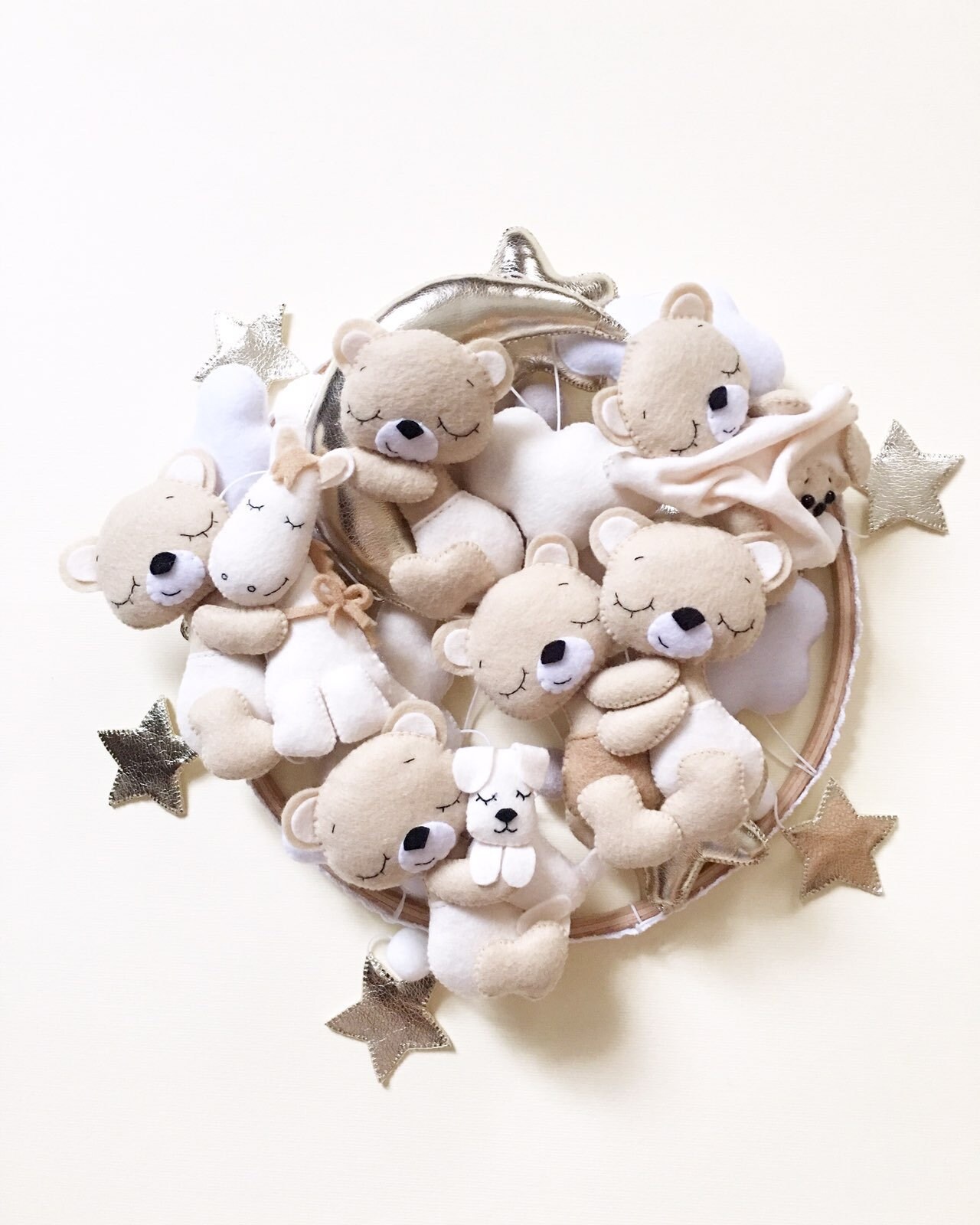 Baby mobile/Teddy bear crib mobile/Nursery decor/Felt beige Etsy
