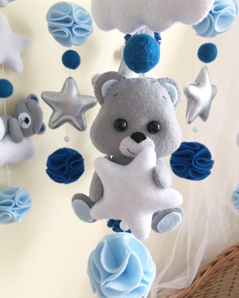 Baby mobile/Teddy bear crib mobile/Nursery decor/Felt beige Etsy