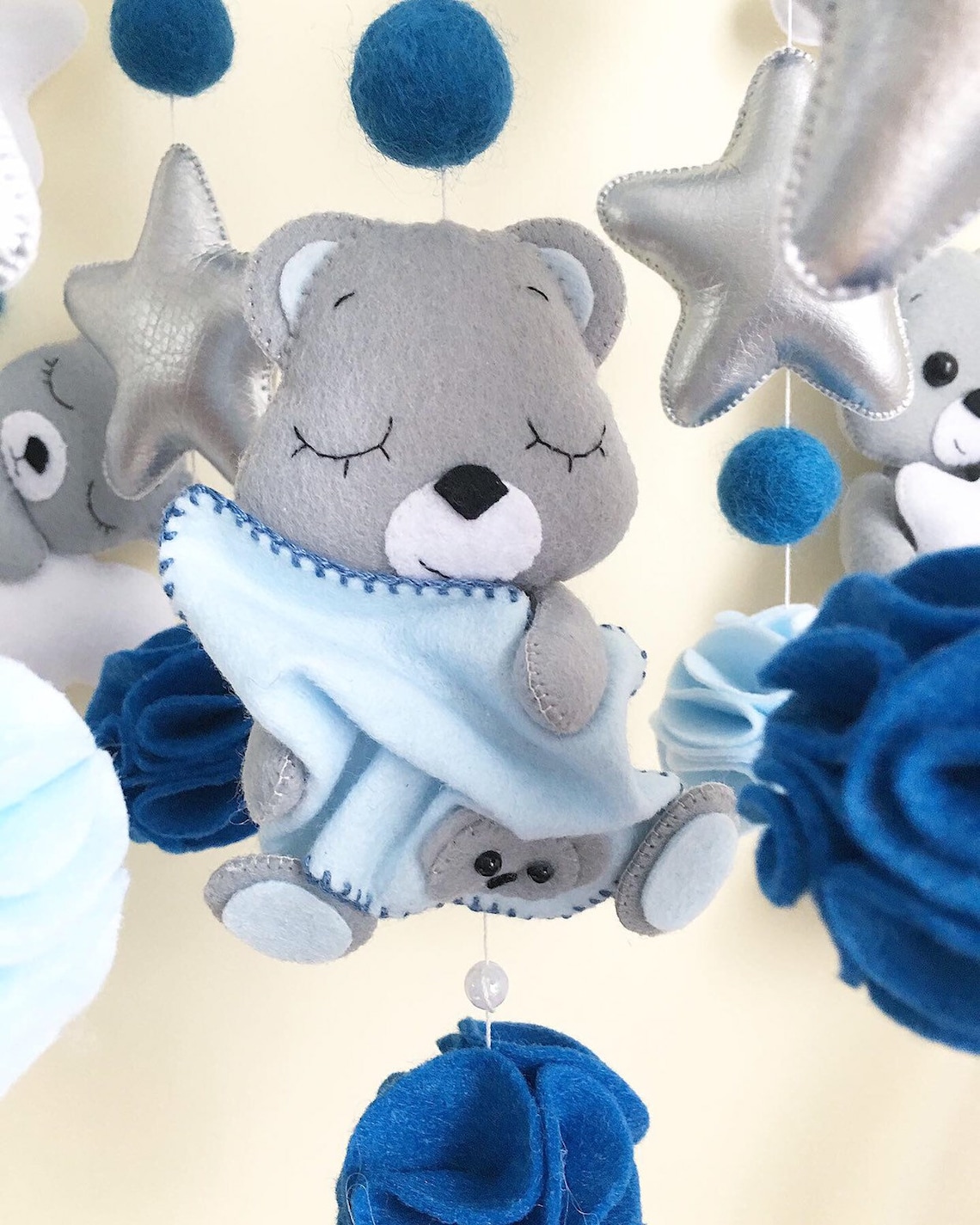 Baby mobile/Teddy bear crib mobile/Nursery decor/Felt beige Etsy