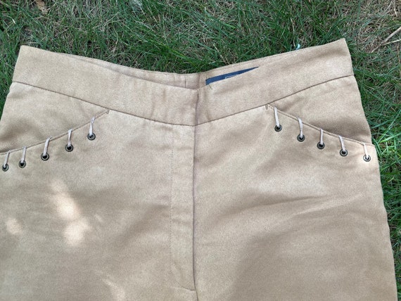 Vintage flared velvet beige trousers