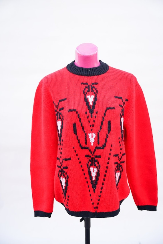 Pullover: Red Vintage Pullover